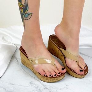 Sam Edelman tan cork sandal wedges